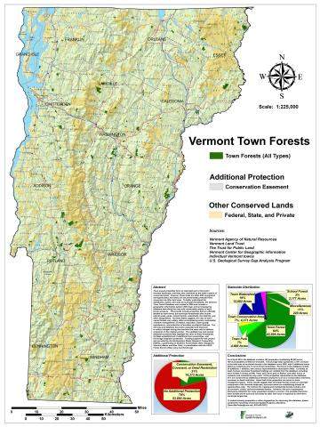 Map of town forests in Vermont, last updated in 2015