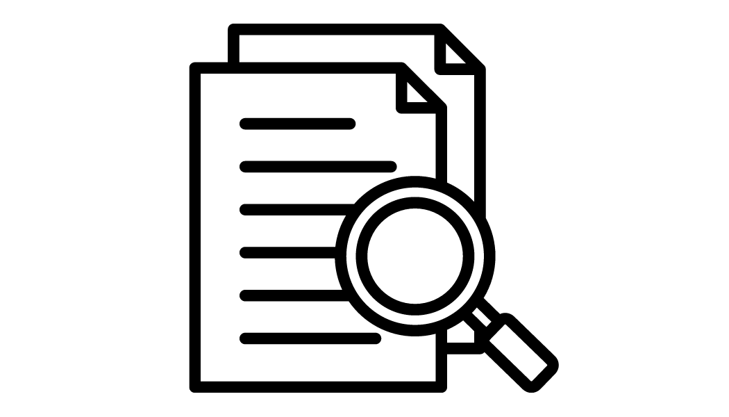 icon document with magnifying glass black