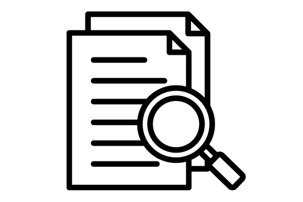 icon document with magnifying glass black