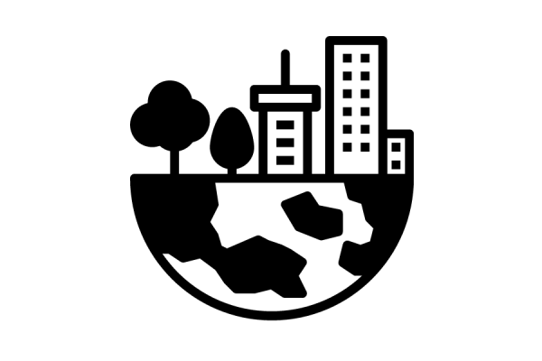 icon tree city and earth