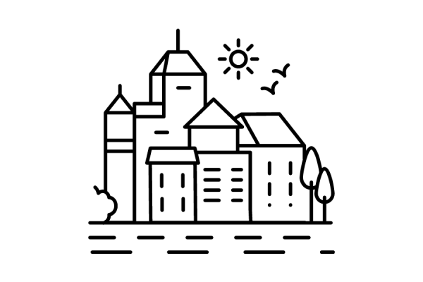 icon city trees and homes