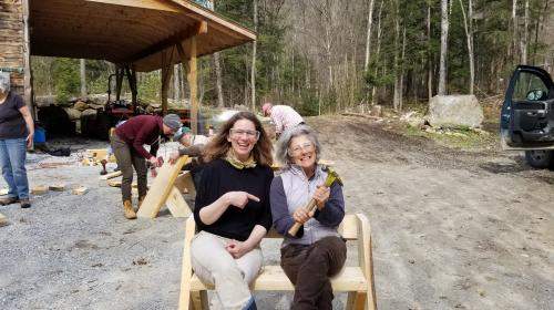 Two women on Leopold bench they constructed