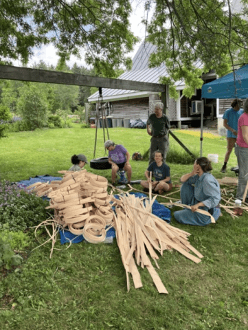 Black ash splints coiled and piled in Tinmouth, Vermont