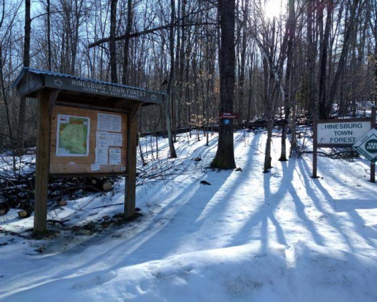 Hinesburg Town Forest Kiosk in snow