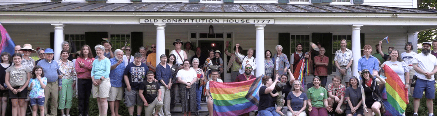 Group celebrating Pride Tree installation